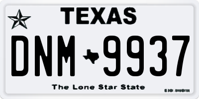 TX license plate DNM9937