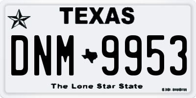 TX license plate DNM9953
