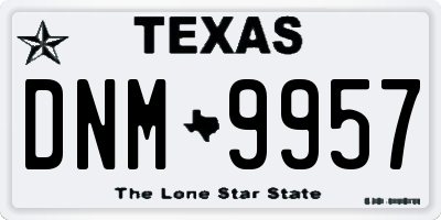 TX license plate DNM9957