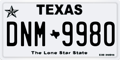 TX license plate DNM9980