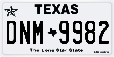 TX license plate DNM9982