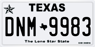 TX license plate DNM9983