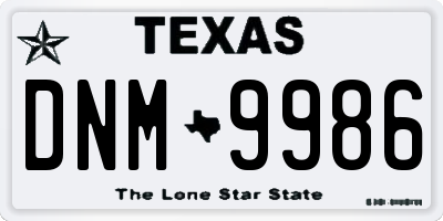 TX license plate DNM9986