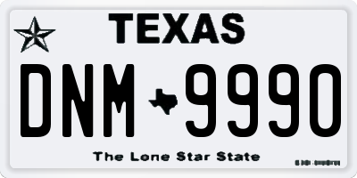 TX license plate DNM9990