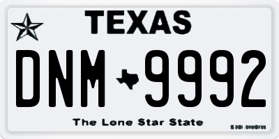 TX license plate DNM9992
