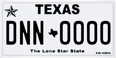TX license plate DNN0000