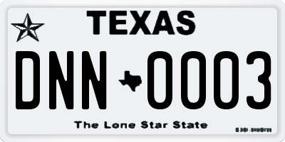 TX license plate DNN0003