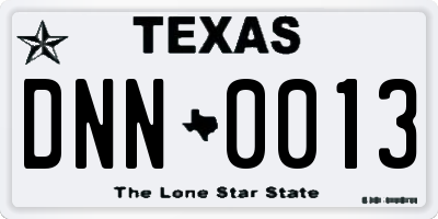 TX license plate DNN0013