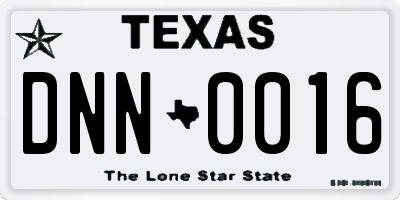 TX license plate DNN0016