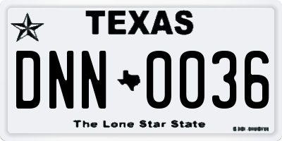 TX license plate DNN0036