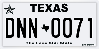 TX license plate DNN0071