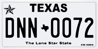TX license plate DNN0072
