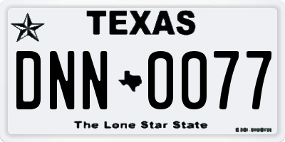 TX license plate DNN0077