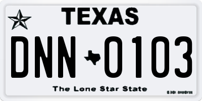 TX license plate DNN0103