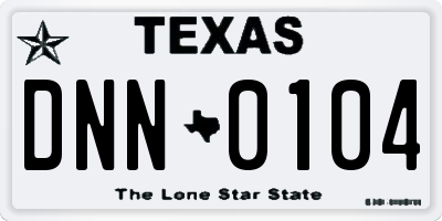 TX license plate DNN0104