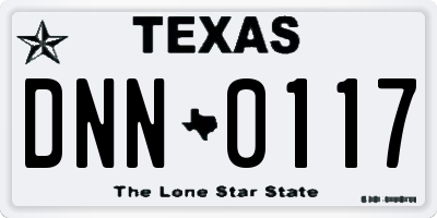TX license plate DNN0117