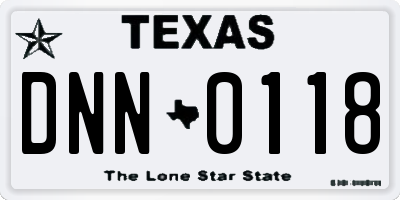 TX license plate DNN0118