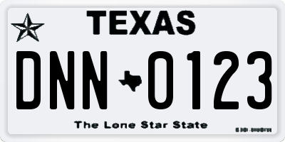 TX license plate DNN0123