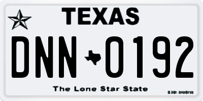 TX license plate DNN0192