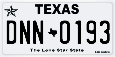 TX license plate DNN0193