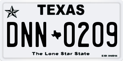 TX license plate DNN0209