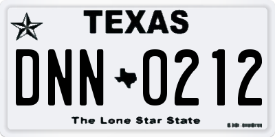 TX license plate DNN0212