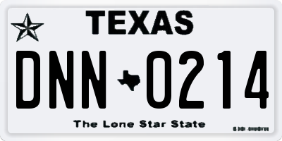 TX license plate DNN0214