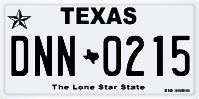 TX license plate DNN0215