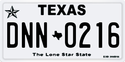 TX license plate DNN0216