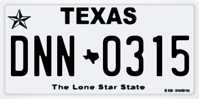 TX license plate DNN0315