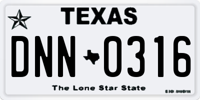 TX license plate DNN0316