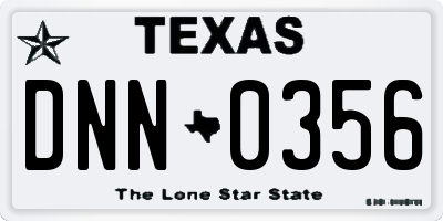TX license plate DNN0356