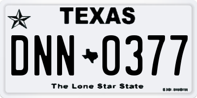 TX license plate DNN0377