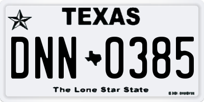 TX license plate DNN0385