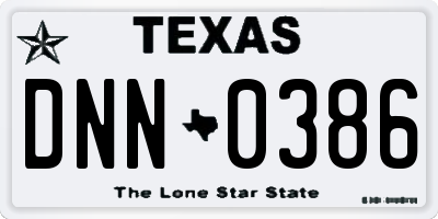 TX license plate DNN0386