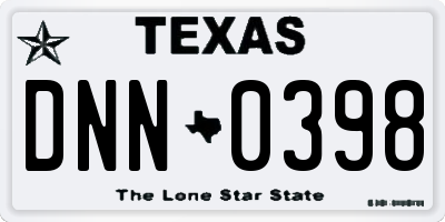 TX license plate DNN0398