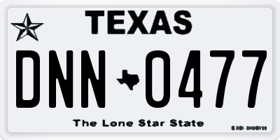 TX license plate DNN0477