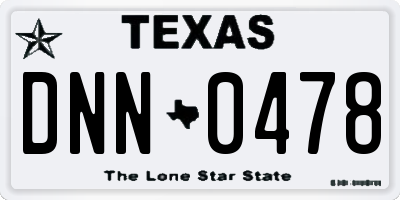 TX license plate DNN0478