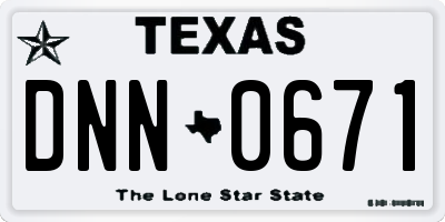 TX license plate DNN0671