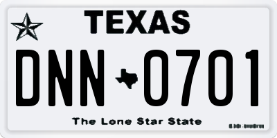TX license plate DNN0701