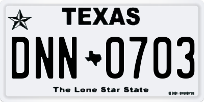 TX license plate DNN0703
