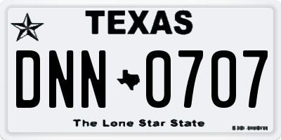 TX license plate DNN0707