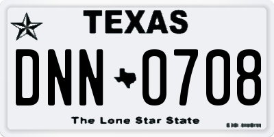 TX license plate DNN0708