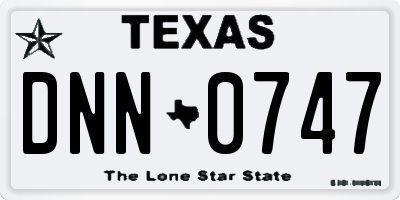 TX license plate DNN0747