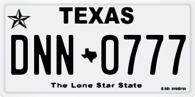 TX license plate DNN0777