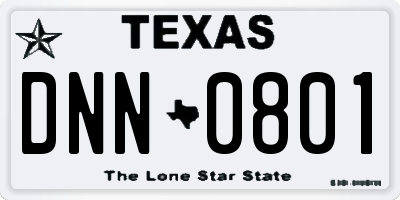 TX license plate DNN0801