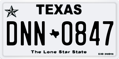 TX license plate DNN0847