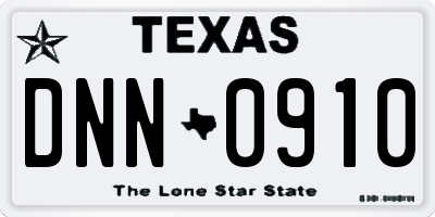 TX license plate DNN0910