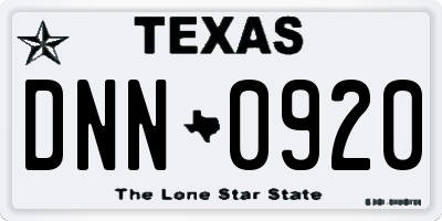 TX license plate DNN0920