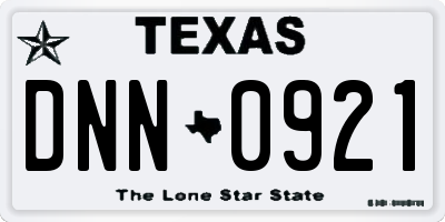 TX license plate DNN0921
